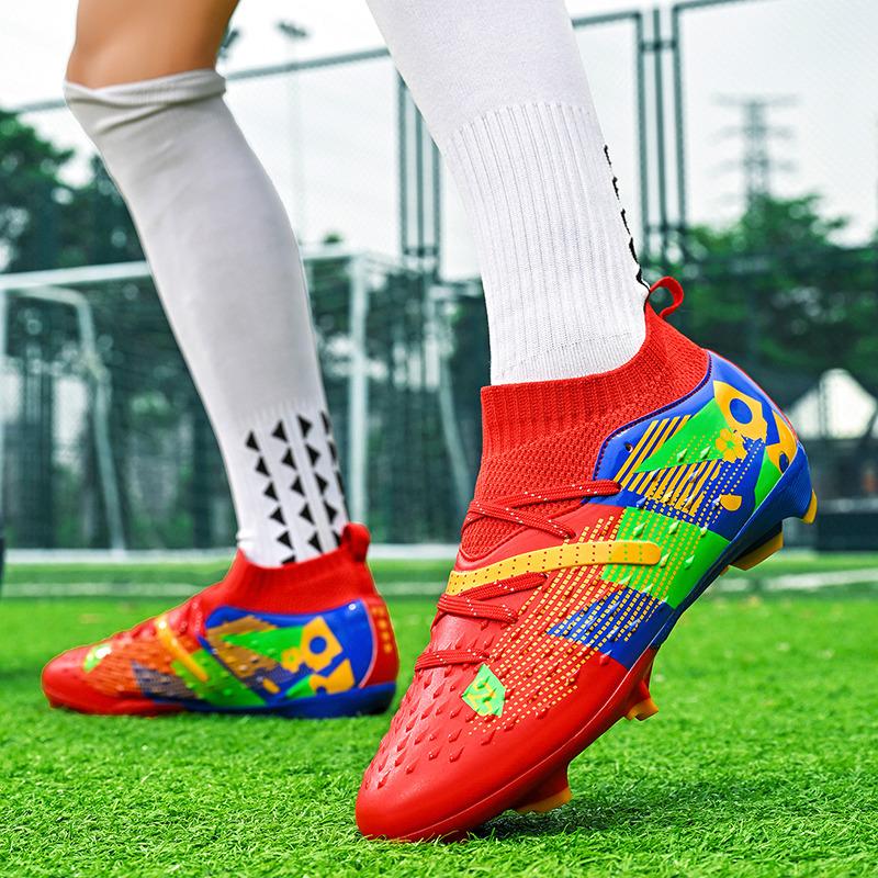 New Red Football Shoes Men Women Society Soccer Cleats Professional Training Shoes Outdoor Men's Artificial Grass Soccer Cleats