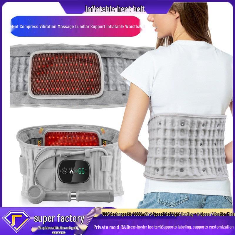 Fascia Lombare Massaggiante Vibrante Riscaldata in Ecopelle con LED e Supporto per la Colonna Vertebrale