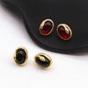 Elegant Gold Snake Stud Earrings - Natural Stone, Luxurious & Versatile Design
