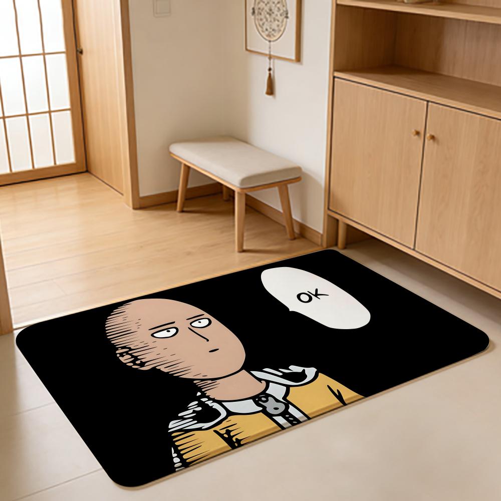 ANIME O-One Punch Man Floor Mat Absorbent Floor Mat Non-Slip Entrance Rug for Bathrooms Restrooms and Toilets