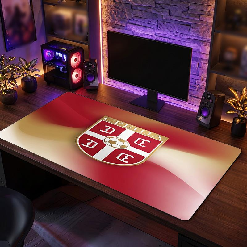 X2514==Serbia Crest Mouse Pad, Extended Non Slip Rubber Desk Mat for Gaming Office Laptop Fan Gift