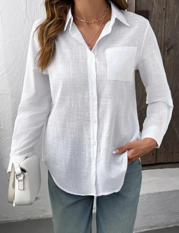 2025 Autumn Women's Casual Long Sleeve Pocket Shirt