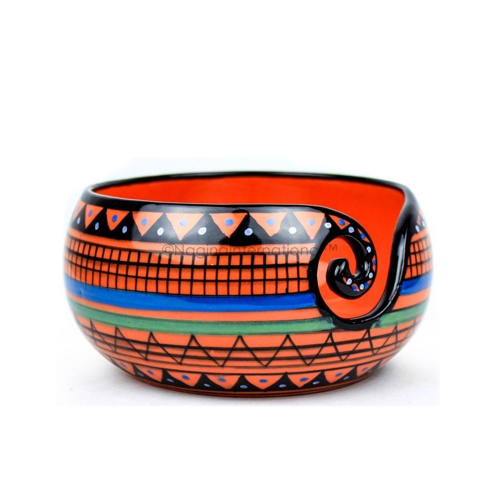 Ceramic Yarn Bowl (Traditional Red - Medium) - 7 X 7 X 3 Inches