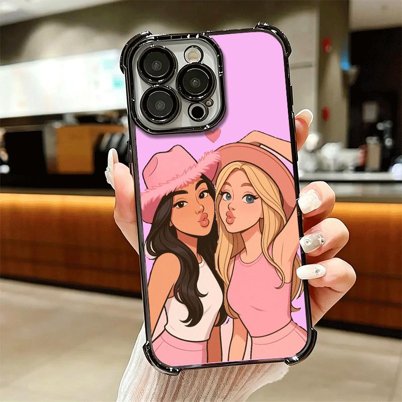 Best Friends Forever Girls Plating Phone Case For Iphone 16 17 Pro Max Air 16E 14 15 Plus 12 13 Mini Anti-Fall Airabag Cover