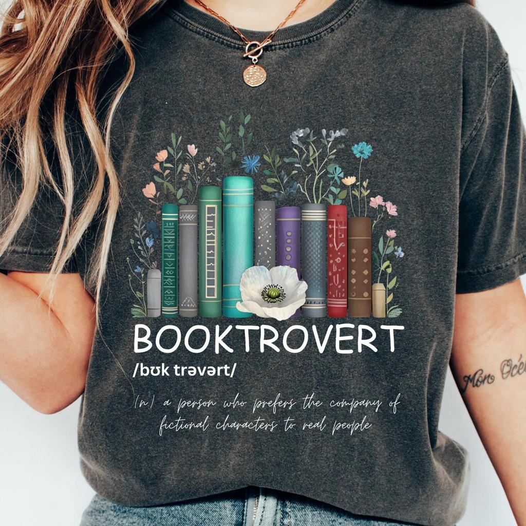 Booktrovert Shirt, Book T-Shirt, Book Lovers Tee, Gifts For Book Lover, Gifts For Librarian Women, Book Shirts For Women, Teacher Sweatshirt