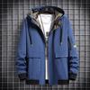 Men's Autumn and Winter Hooded Jacket Men's Trend Loose Handsome Fleece Thickened Tooling Jacket