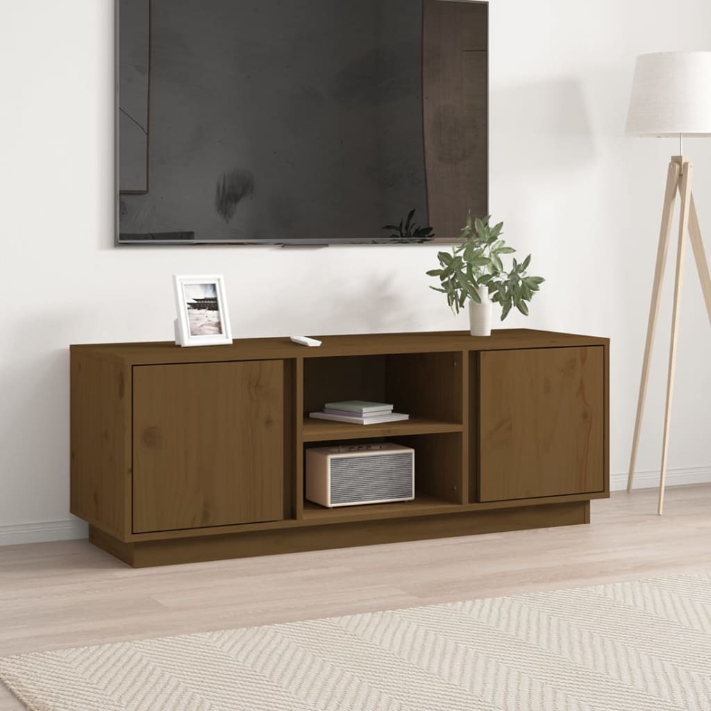 Vidaxl TV Stand, Honey Brown, 110X35X40.5Cm, Solid Pine Wood