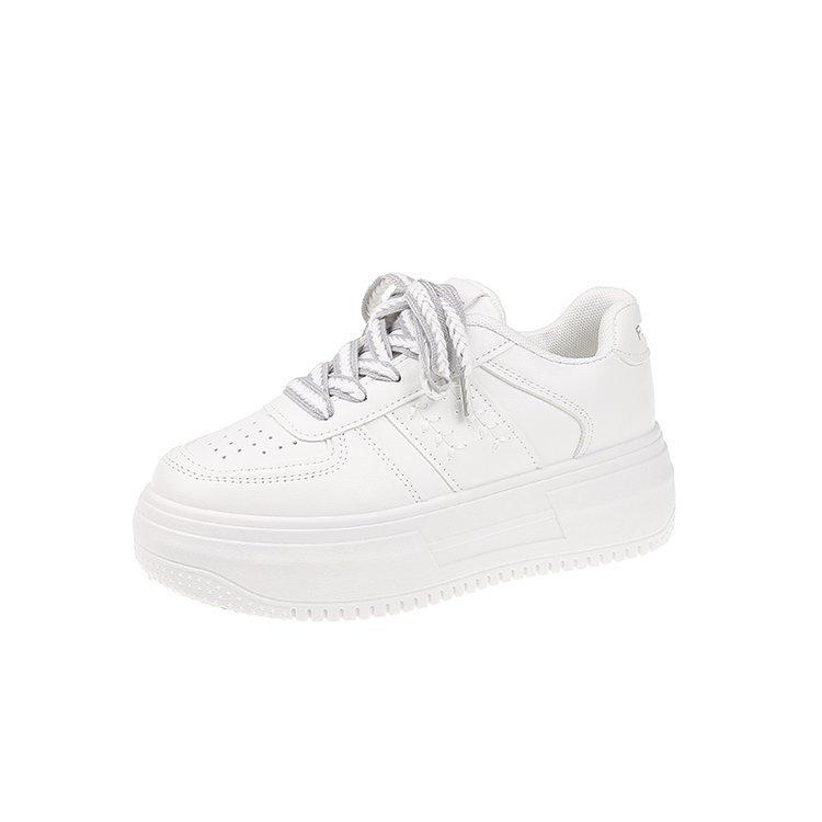 

2025 лето новые маффины толстая подошва колосья пшеницы женские кеды женские кожаные студенческие повседневные спортивные белые женские 35 белый