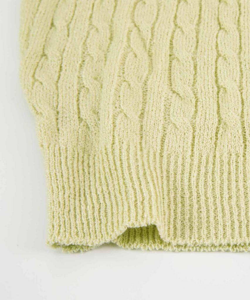 Titibait Half Sleeve Cable Knit ADW19092 Free Pink Women's