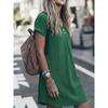 Women's Striped Shirt Dress Short Sleeve Button Front Casual Loose Fit Dress