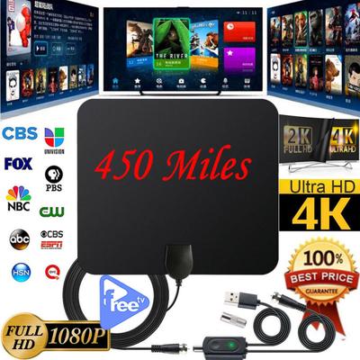 Indoor TV Antenna+ Digital Aerial HD Freeview Amplified Thin HDTV 450 Mile Range