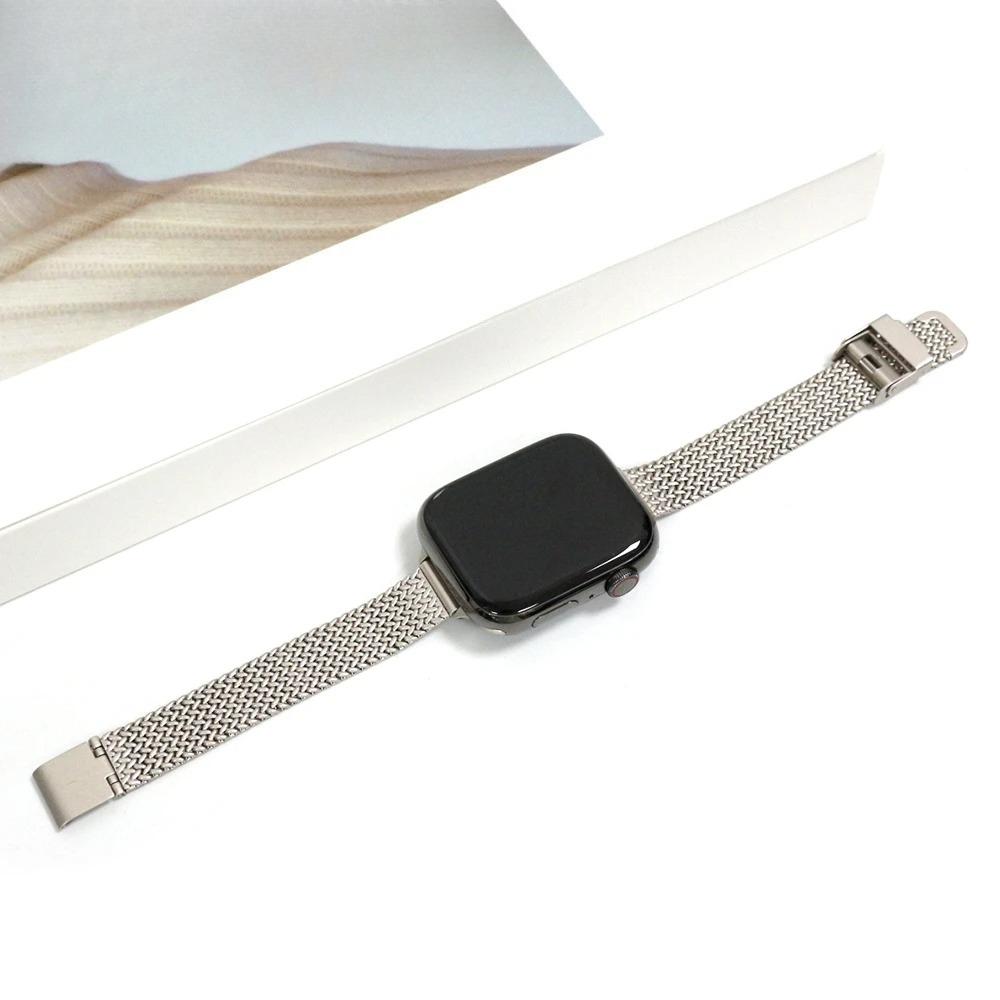 Band for Apple Watch Series 9 8 7 6 SE  Slim Milanese strap for iWatch stainless steel wire mesh chain girls wrist 40 41mm