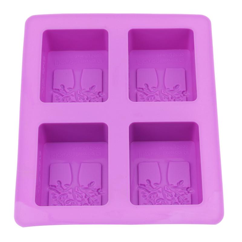 Party Dessert Silicone Mold Tree Shape 4 Hole Square Soap Mold Crafts Chocolate Cake Molding Handmade Tools 2025