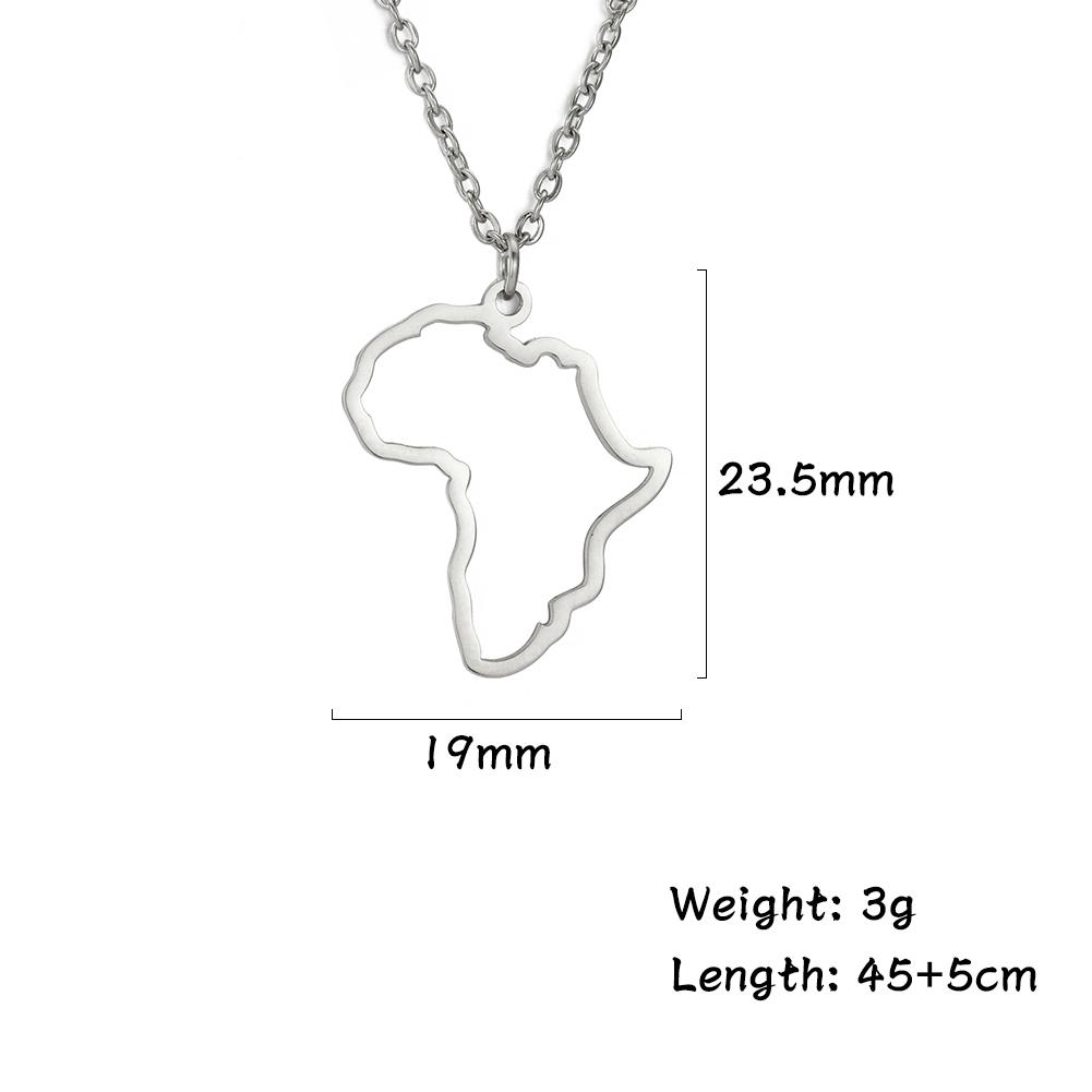 My Shape Africa Map Necklaces for Women Men Stainless Steel South African Map Pendant Chain Choker Hollow Map African Jewelry