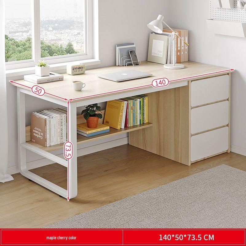 Simple Integrated Computer Desk with Cabinet for Bedroom or Apartment