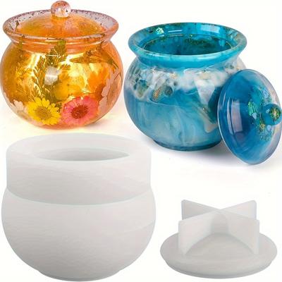 1pc Jar Silicone Molds, Jar Resin Molds with Lid, Epoxy Molds for DIY Jewelry Storage Box, Candle Holder, Candy Container, Epoxy Resin Casting Gifts