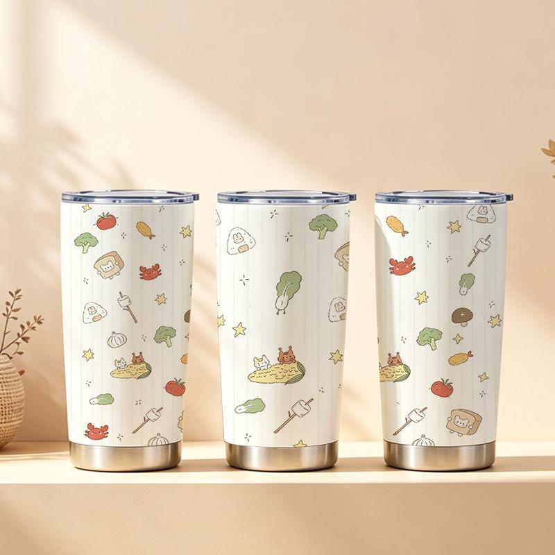 Car Tumbler 591ml Food Pet Element Straw Cup Insulated Travel Cup Stainless Steel Tumbler Tumbler With Lid 20oz Car Straw Cup