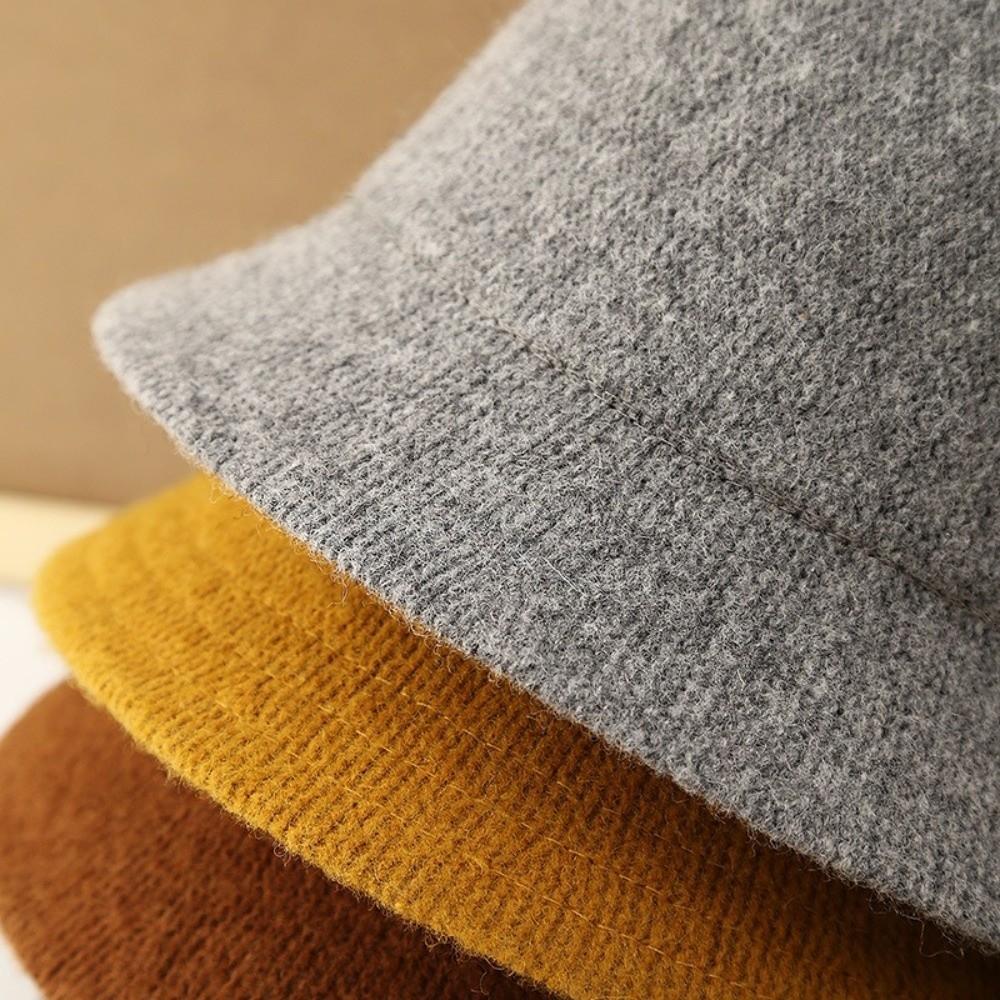 Wool Felt Fisherman Cap Winter Dome Wool Hats Retro Women Bucket Hats  Panama Caps