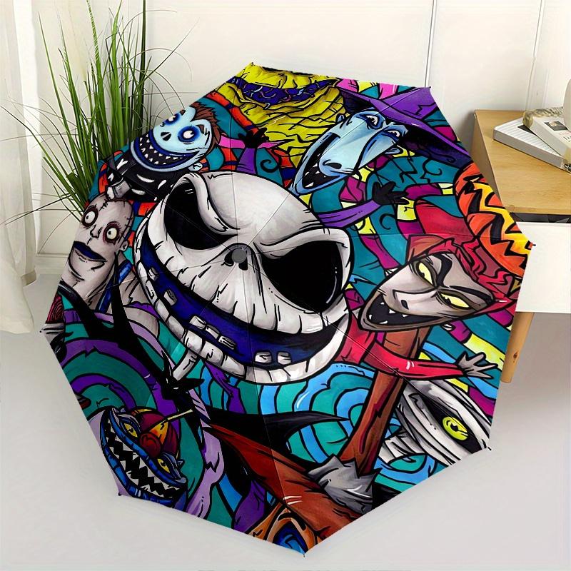 

Halloween, Characters Automatic Opening and Closing Umbrella - 8 Ribs Portable Folding Umbrella with Plastic Handle, Suitable for Leisure an