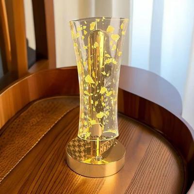 Lámpara de Noche LED Acrílica 3D con Base Dorada – Diseño Cintura Cielo Estrellado 5, Luz de Mesa Decorativa Inalámbrica con Control Táctil para Dormitorio, Sala de Estar