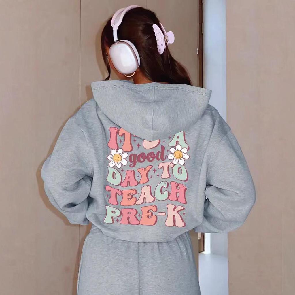2025 New Arrival Hooded Sweatshirt - Loose Casual Spring/Autumn Versatile Outerwear with 'IT'S GOODDAY' Lettering