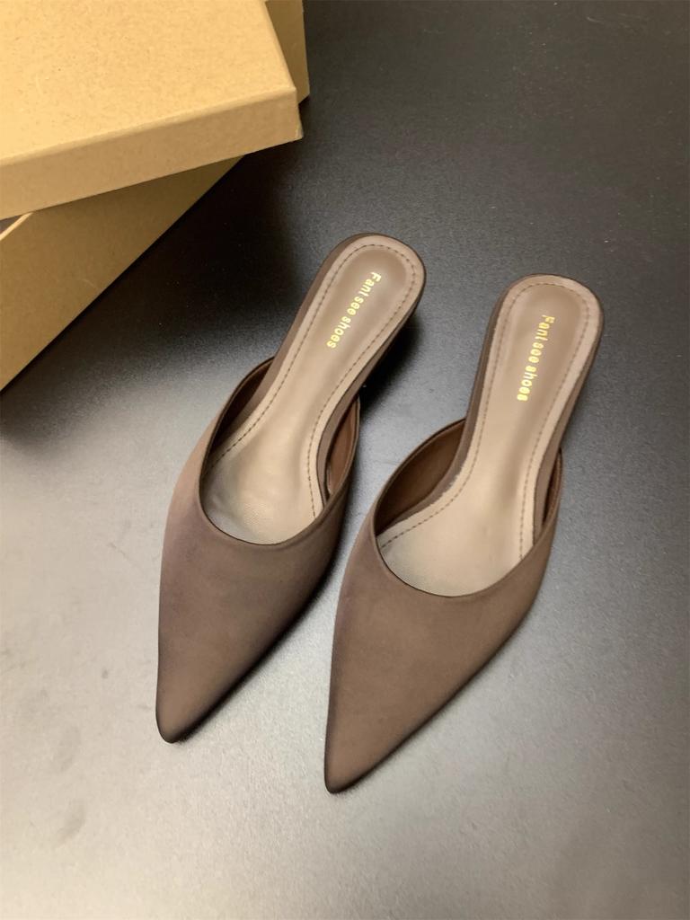Fashion Women Pointed Toe Slippers Elegant Slingback Mules Shoes Summer Women's Sandals 2025 Low Heels Fashion Slides Mujer Sandalias