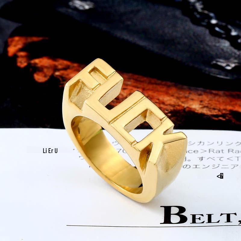 Beier Retro Titanium Steel Men's Letter Ring