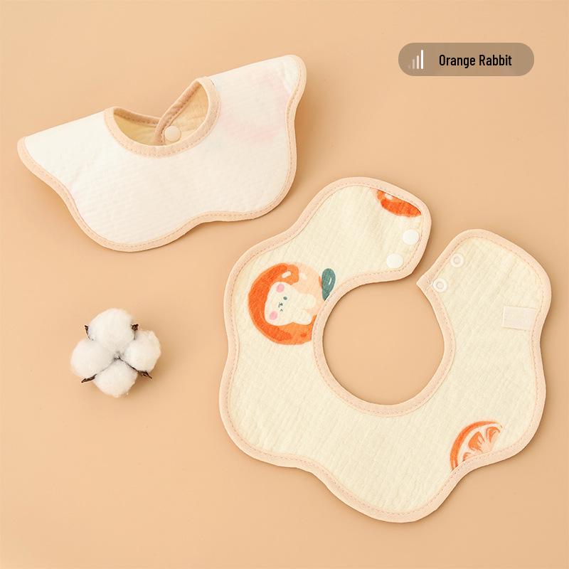 Waterproof Crêpe Fabric Baby Bib - Petal Design, Cotton Autumn/Winter Model for Newborns and Infants.