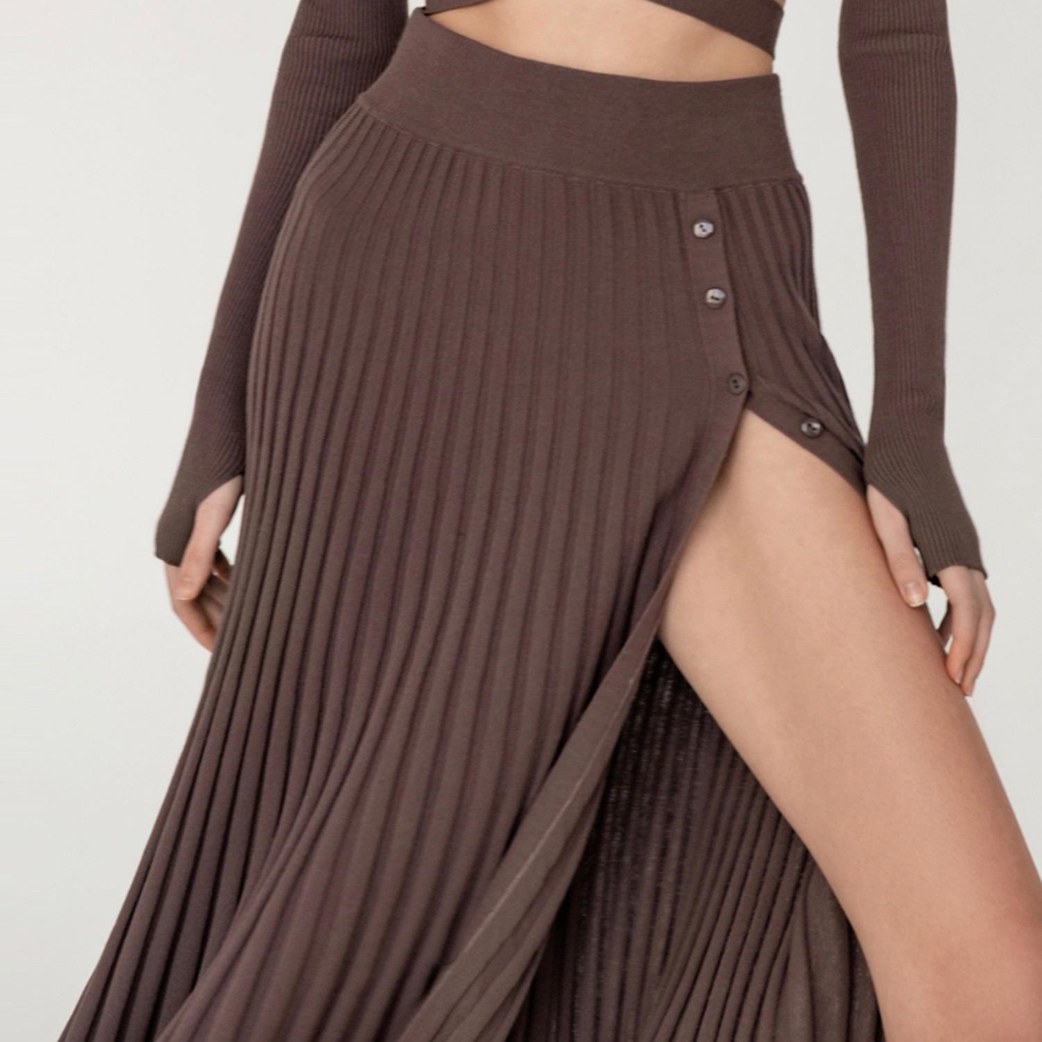 

Трикотажные комплекты, осенне-зимние комплекты с длинными рукавами, бандажный топ, плиссированные юбки, платье, комплекты из двух предметов, S-XL M