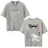 Gewaschenes Vintage Anime Vagabond Miyamoto Musashi Kirschblüten Grafik T-Shirt Herren Damen Lässiges Oversized T-Shirt 90er Jahre Streetwear