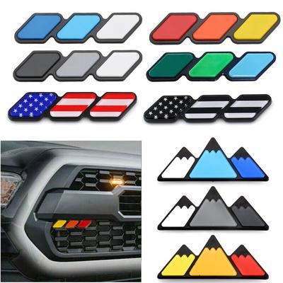 3 Tri Colors Grille Badge Emblem For Toyota TRD Tacoma Tundra 4Runner Highlande Rav4 Strip Of Air Inlet  Auto Accessories