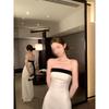 Bow Beauty Back Sleeveless Tube Top Dress Women's Summer Splicing Waist Birthday Skirt a Word Long Dress