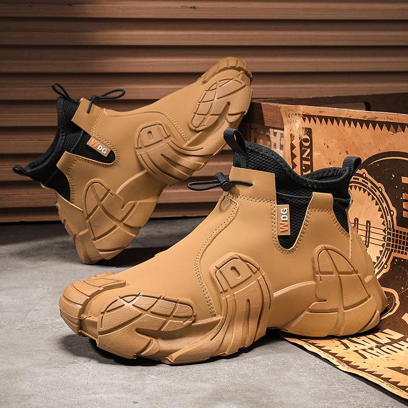 Autumn New Men's Shoes Outdoor Casual Shoes Men's Men's Mid-top Sleeve Shoes Men's Fashion Korean Version Trendy Shoes Non-slip