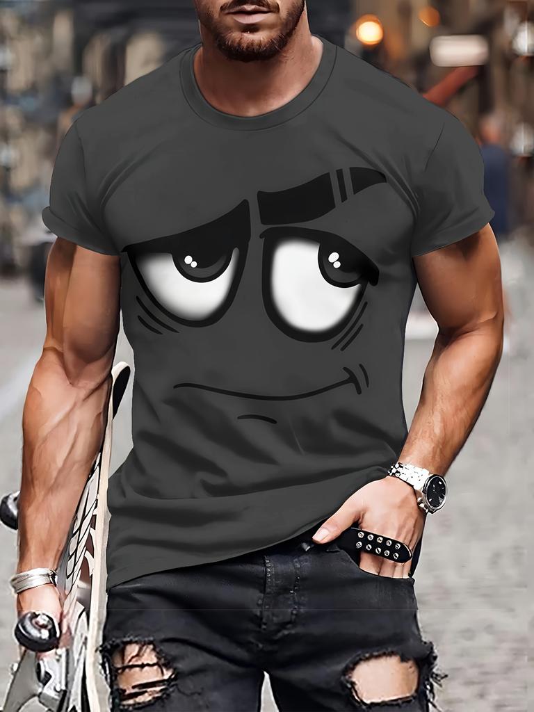 Stilvolles Herren 3D-Druck Grafik Rundhals T-Shirt Atmungsaktives Freizeit-T-Shirt