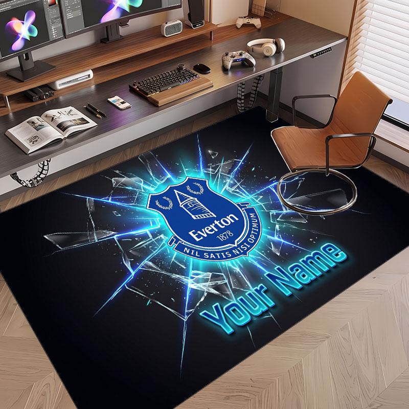 Custom Rug Everton FC Pattern Print Name Text Soft Non‑Slip Floor Carpet for Home Indoor Decoration