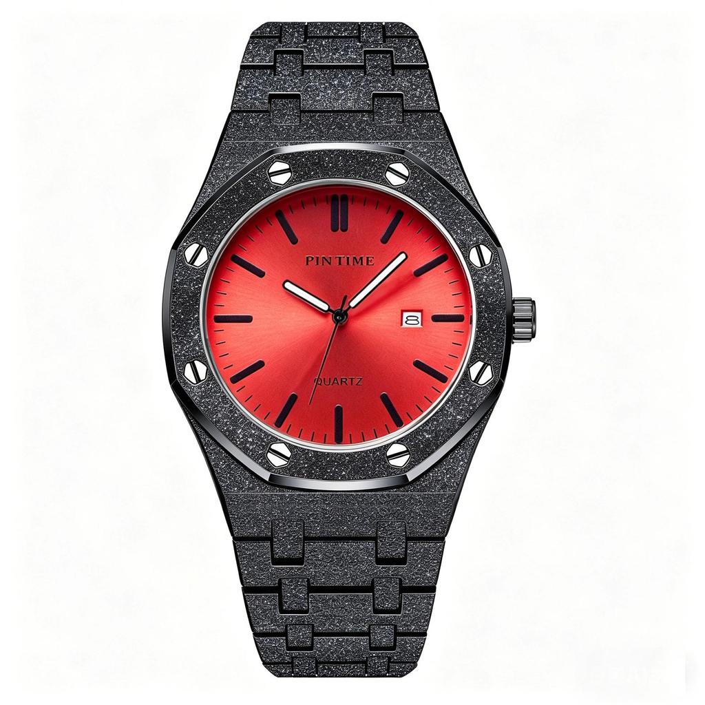Mens Luminous Waterproof Watch Octagonal Analog Quartz Wrist Watch with Date Display