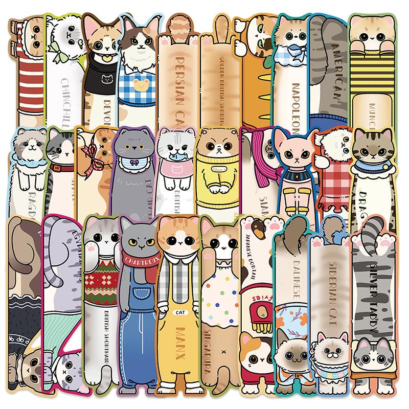 30Pcs Cartoon Kawaii Cat Bookmark Reading Books Diy Library Office Books Page Markings Cute Animals Bookmarks Students Gifts