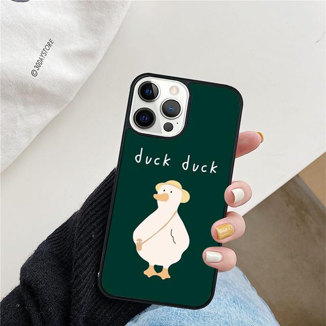 Custodia Divertente a Forma di Anatra Cartoon Per iPhone 17 Air 15 16 Cover 11 13 14 Pro Max 12 Plus Max Fundas