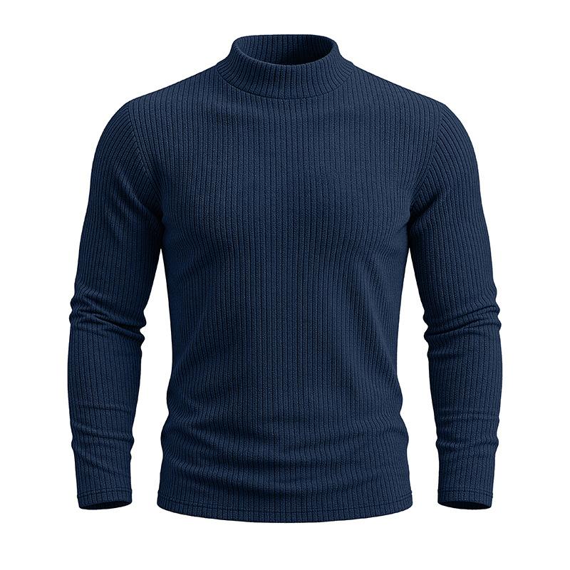 Men's Thermal Mock Neck Knit Sweater Casual Ribbed Pullover Tops for Fall Winter Daily Wear Streetwear Slim Fit Knitwear