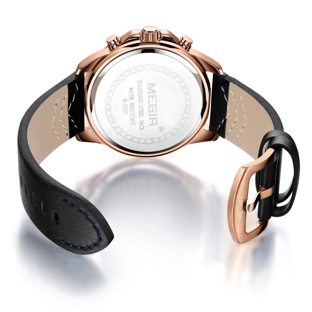 Men's Chronograph Quartz Sports Watches Leather Band Waterproof Luminous Wristwatch Man Relogios Masculino