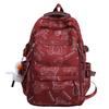 College Students  Girls  High School Students  Burgundy Large Capacity Male Backpack  Junior High School Students  Backpack