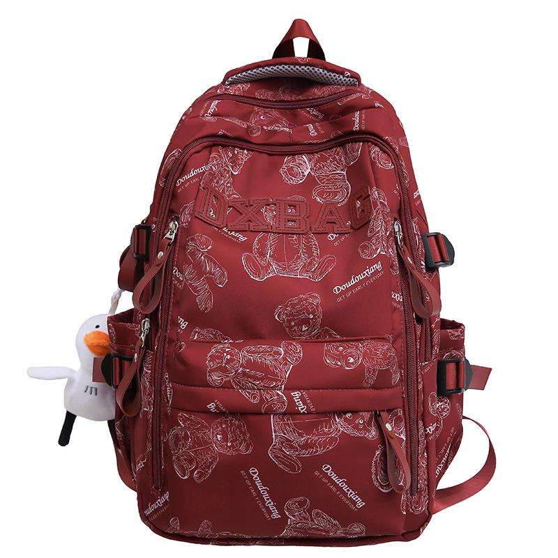 College Students  Girls  High School Students  Burgundy Large Capacity Male Backpack  Junior High School Students  Backpack