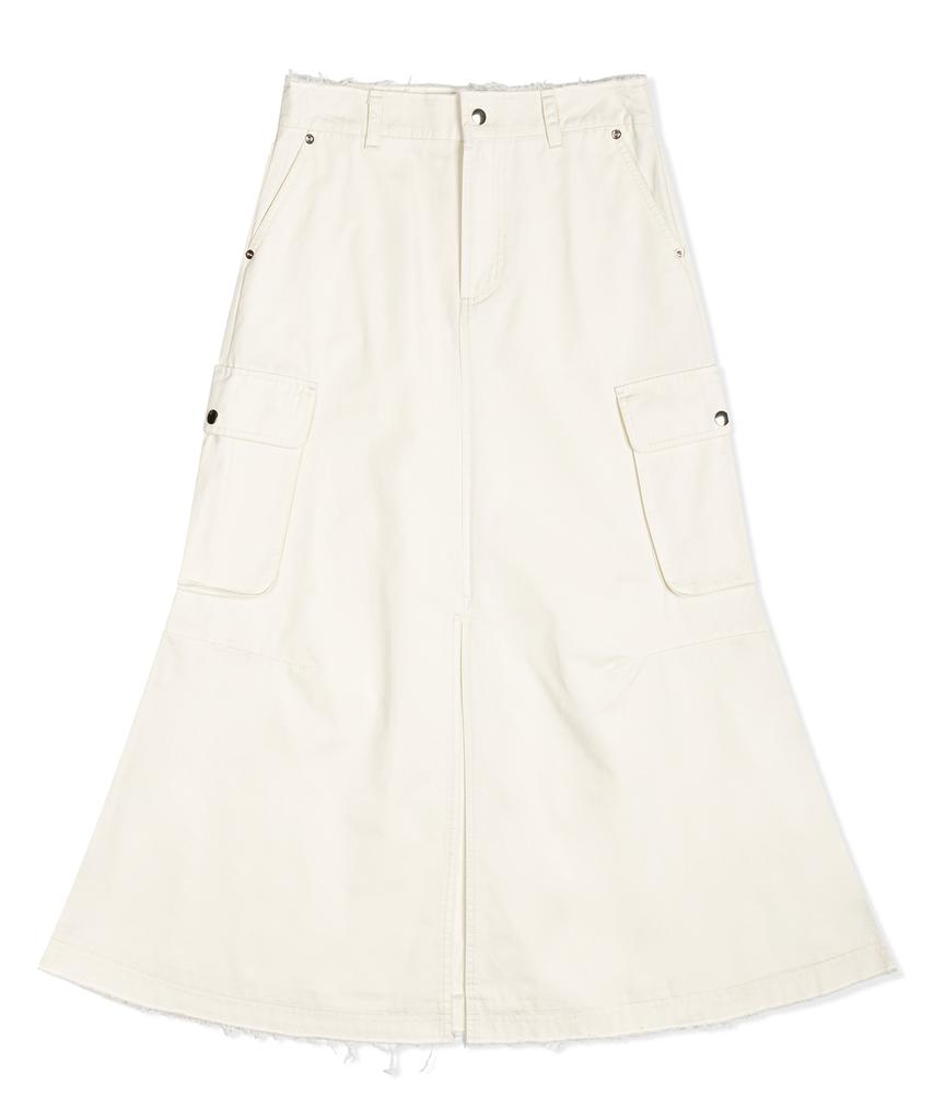 Pallet Long Cargo Shirred Skirt Ivory