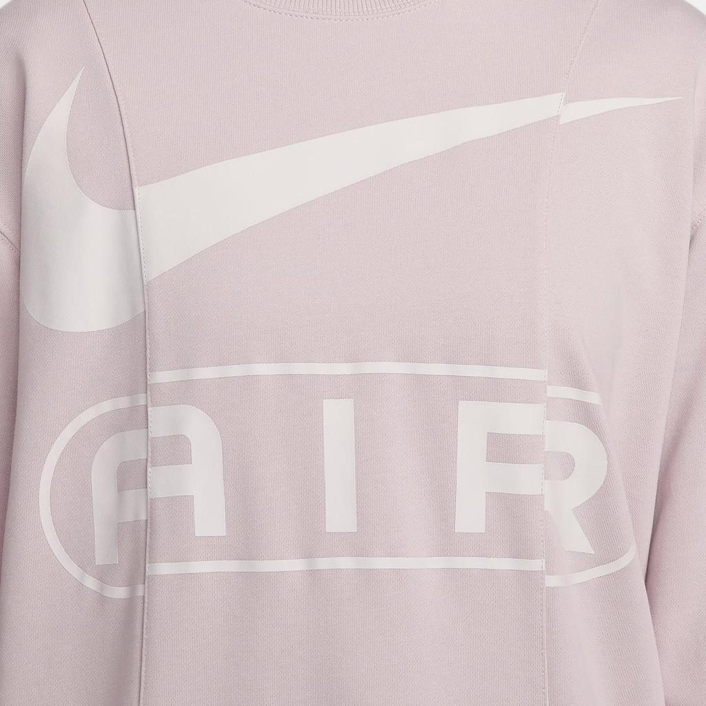 Nike Air Logo Graphic Print Ribbed Crewneck Vintage Patchwork Loose Sweatshirt Women Sweatshirt Platinum-Purple FN1898-019