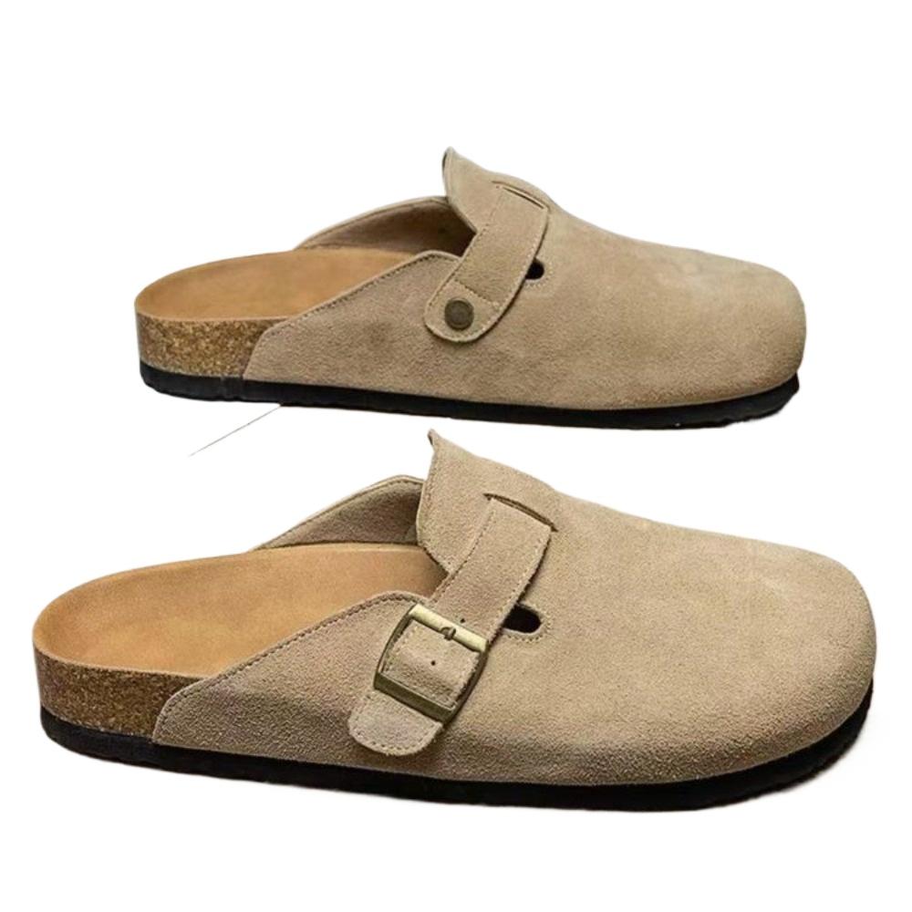 Fashion Clogs Slippers for Women Classic Suede Men Mules Cork Footbed Leather Potato Shoes with Arch Support Beach Slide