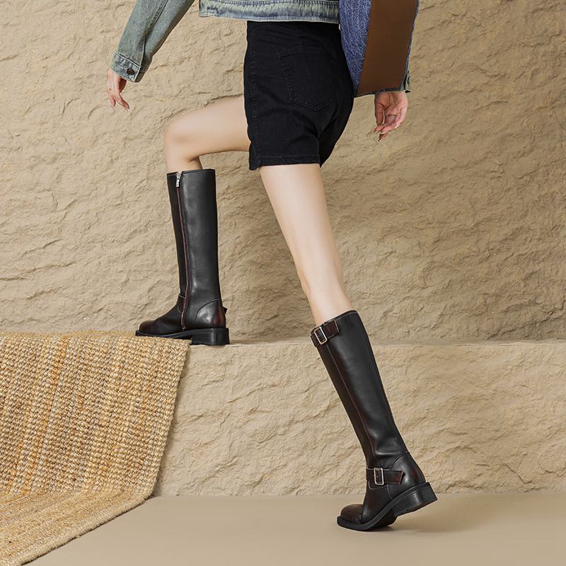 Krazing Pot Зимние сапоги для верховой езды из коровьей кожи с квадратным носком — фото 13