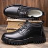 Mens Soft Elastic Cold Warm Padded Snow Boots Thick Bottom Non-slip Wear Outdoor Hiking Casual Sneakers Cotton Boots Leather Shoes