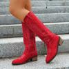 New large size retro embroidered V-mouth Martin boots women's autumn and winter thick heel boots foreign trade knight boots women's boots