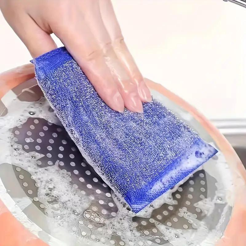 10/30pcs Steel Wire Sponge Wipe Non-stick Oil Brush Double Sided Cleaning Cloth Kitchen Dishcloth Scouring Pad Rag Cleaning Tool