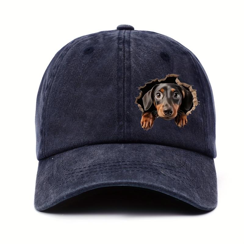 

Playful dachshund probe hole baseball cap print design hand washable cartoon style street trendy novelty headwear Adjustable